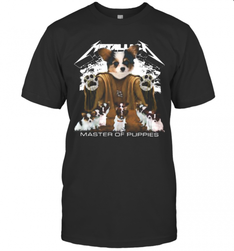 Papillon Puppy Metallica Master Of Puppies T-Shirt