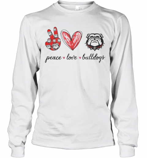 Peace Love Georgia Bulldogs Football T-Shirt Long Sleeved T-shirt 