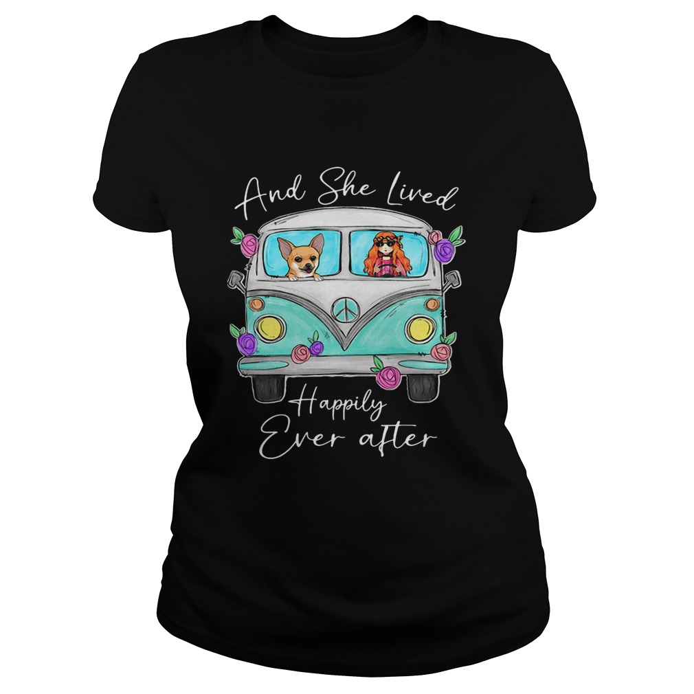 Peace bus corgi and she lived happily ever after flowers Classic Ladies