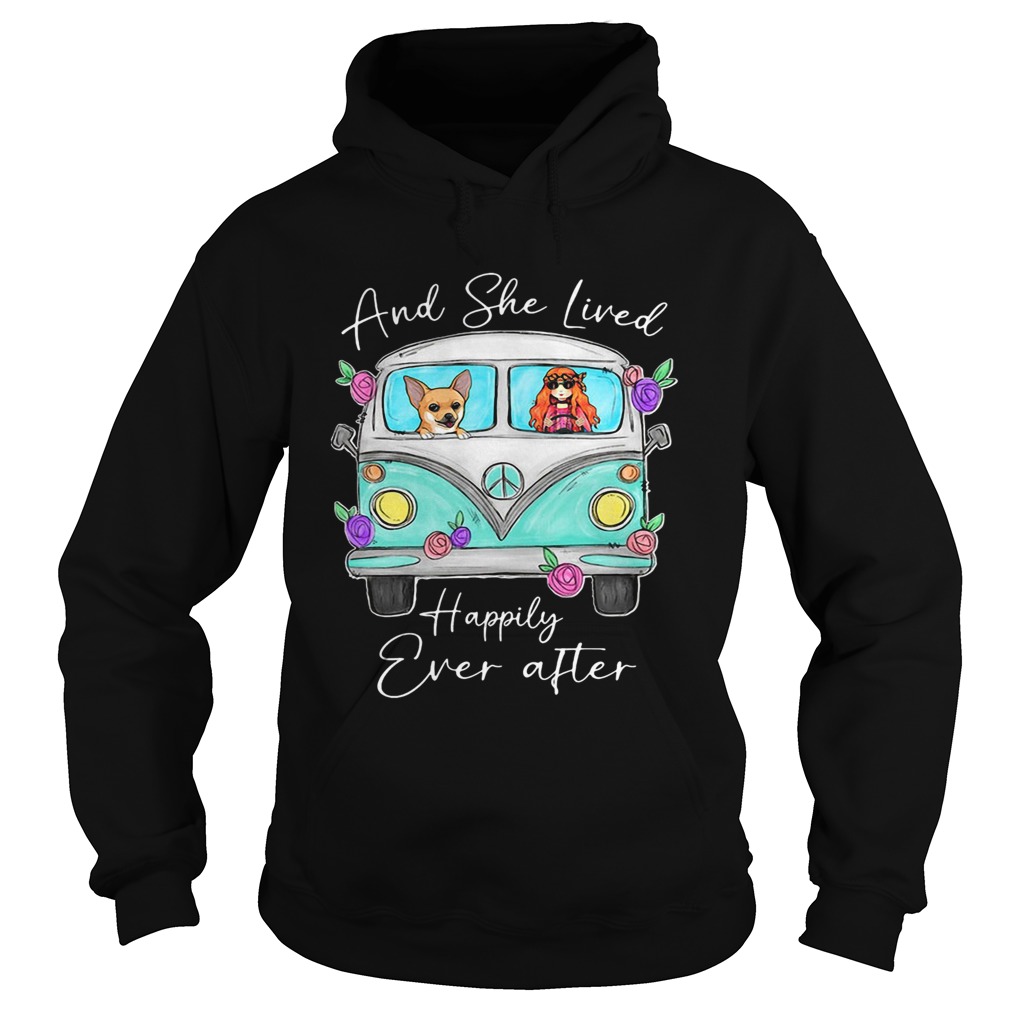 Peace bus corgi and she lived happily ever after flowers Hoodie