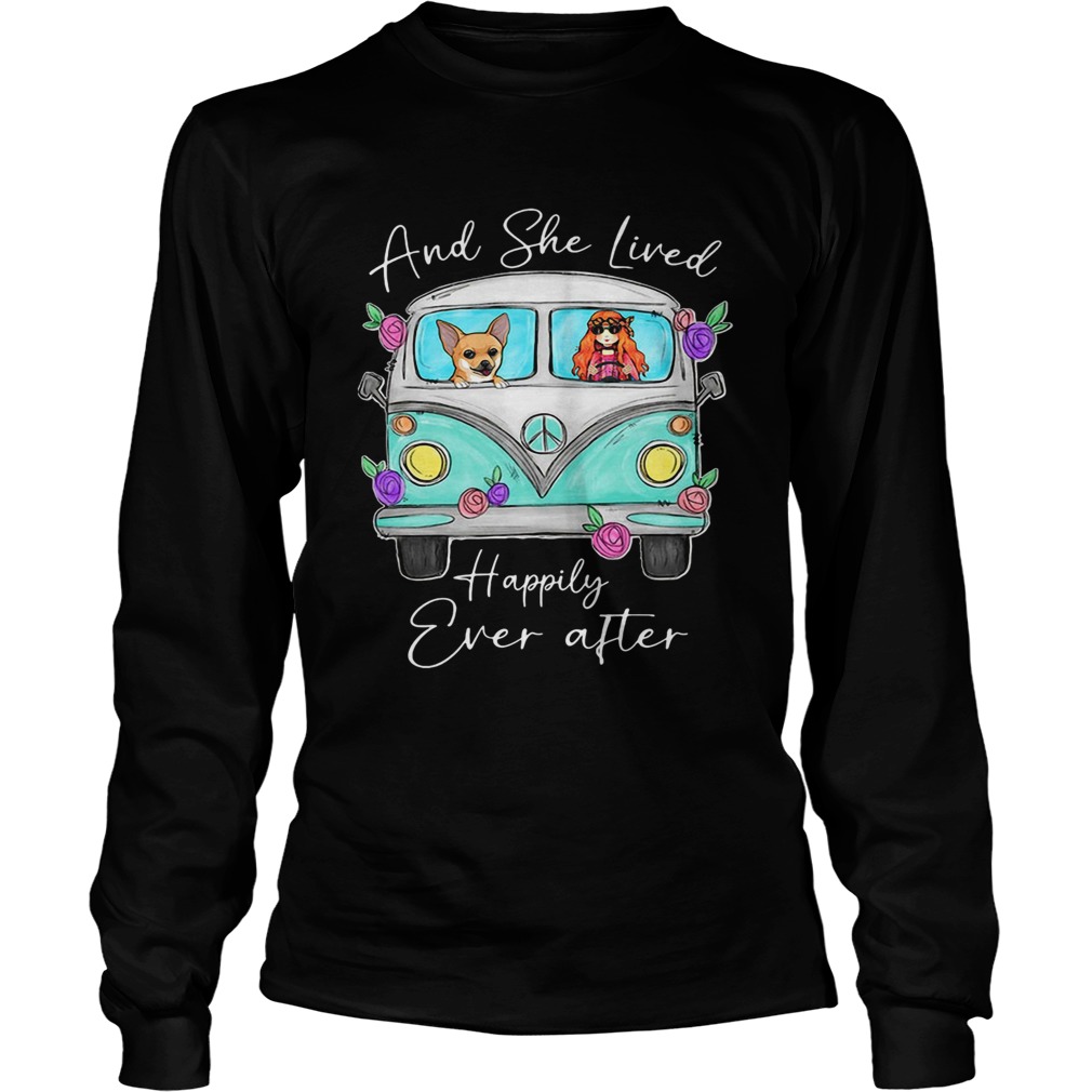 Peace bus corgi and she lived happily ever after flowers Long Sleeve