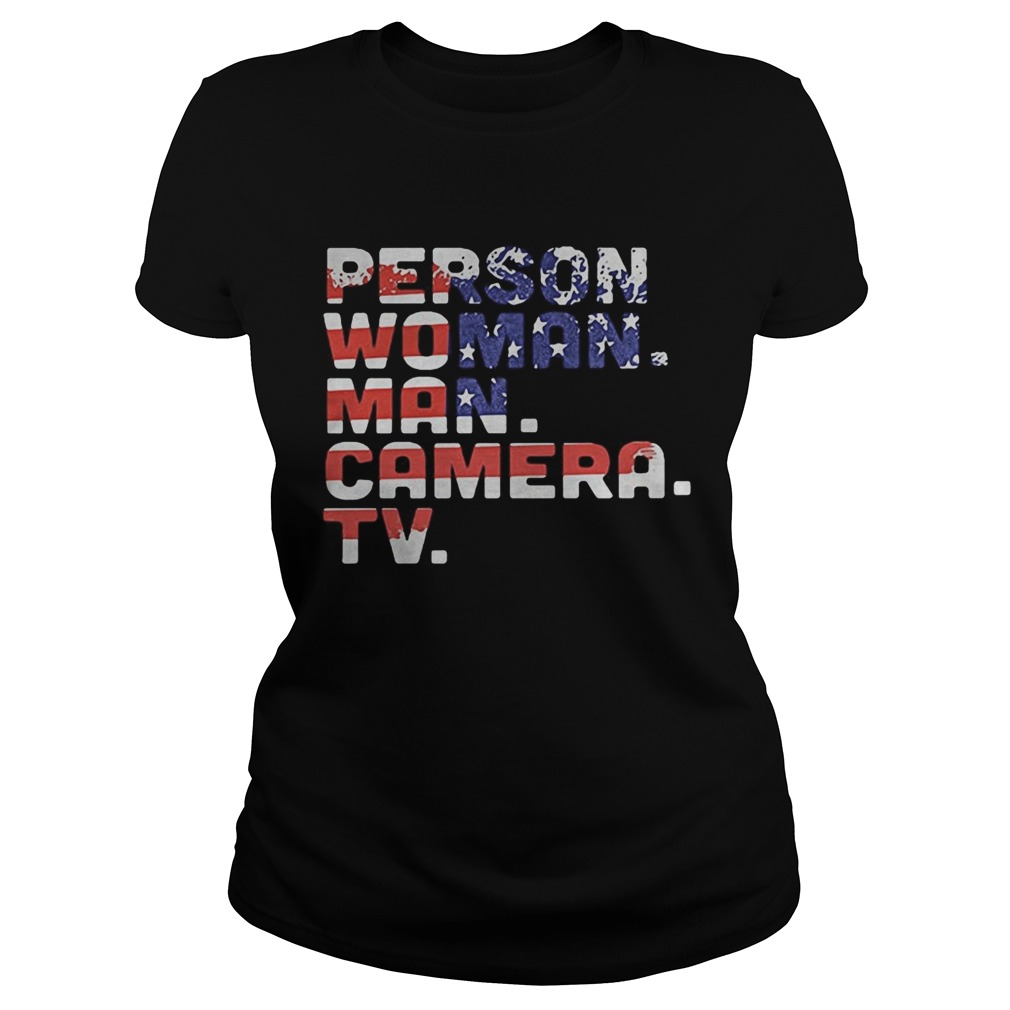 Person woman man camera tv american flag independence day Classic Ladies