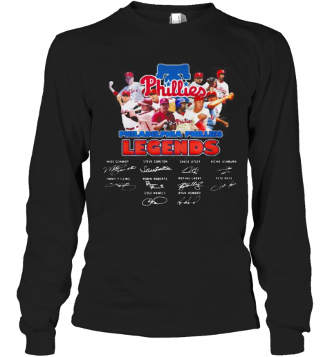 Philadelphia Phillies Legends Baseball Signatures T-Shirt Long Sleeved T-shirt 