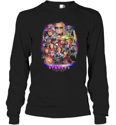 RIP Black Panther Marvel Heroes Thank You Stan Lee Excelsior 1922 2018 Signatures T-Shirt Long Sleeved T-shirt 
