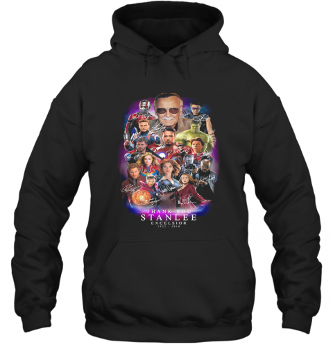 RIP Black Panther Marvel Heroes Thank You Stan Lee Excelsior 1922 2018 Signatures T-Shirt Unisex Hoodie