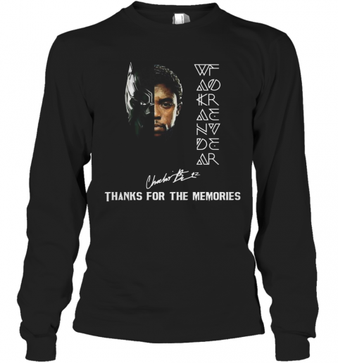 Rip Chadwick Boseman Black Father 1977 2020 Signature Thank You For The Memories T-Shirt Long Sleeved T-shirt 