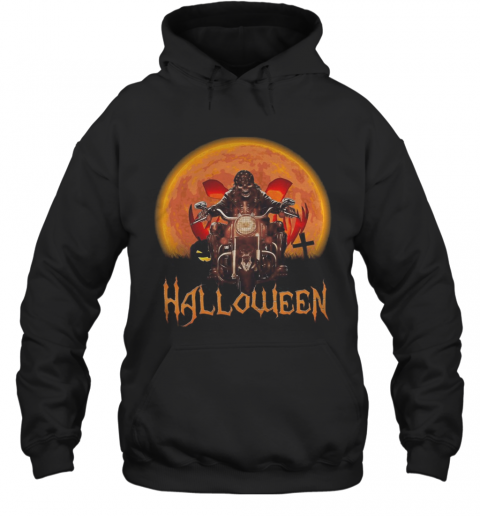 Skeleton Biker Halloween T-Shirt Unisex Hoodie