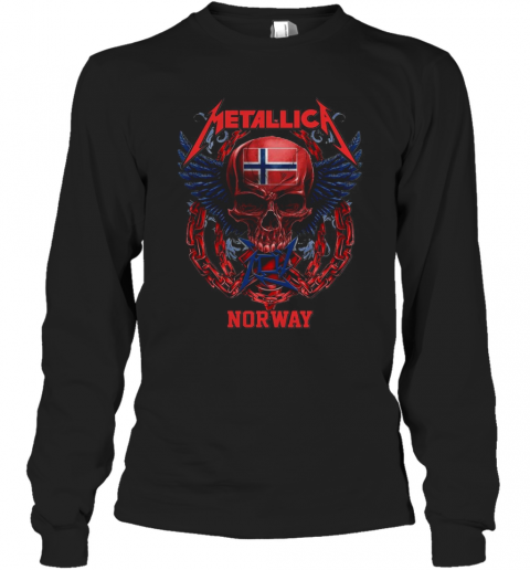 Skull Metallica Norway Flag T-Shirt Long Sleeved T-shirt 