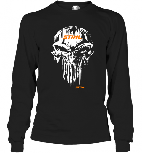 Skull Stihl Logo Halloween T-Shirt Long Sleeved T-shirt 