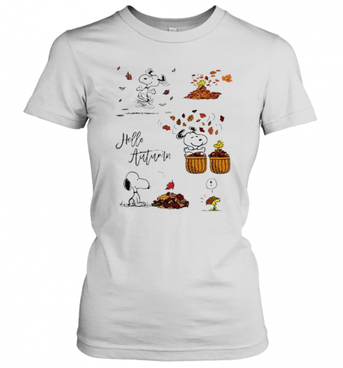 Snoopy Hello Autumn Maple Leaves T-Shirt Classic Women's T-shirt