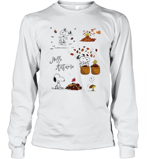 Snoopy Hello Autumn Maple Leaves T-Shirt Long Sleeved T-shirt 