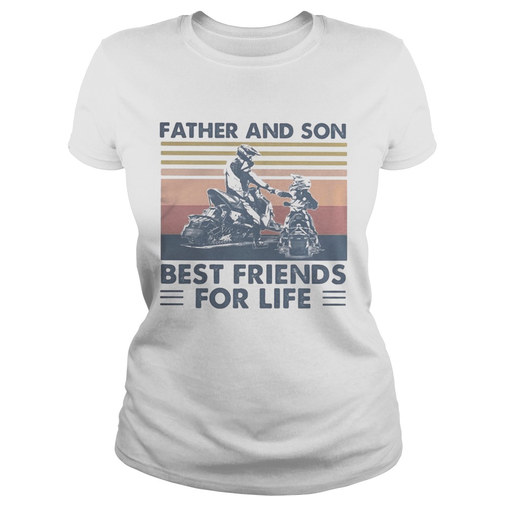Snowmobile Father and son best friends for life vintage retro Classic Ladies