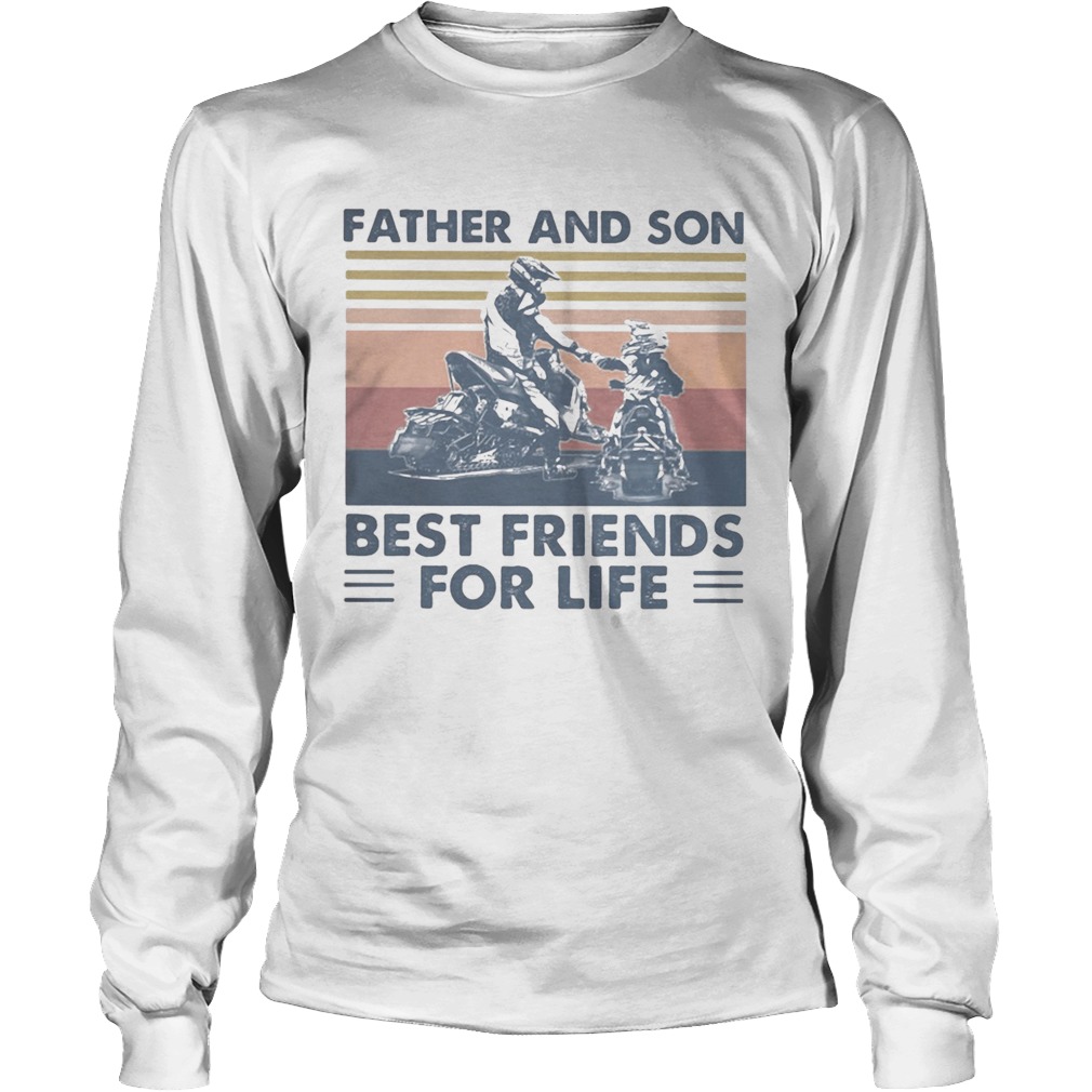 Snowmobile Father and son best friends for life vintage retro Long Sleeve