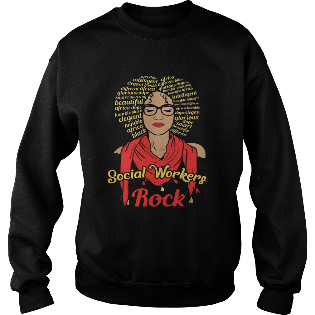 Social Workers Rock Lady Elegant Humble Africa Black Sweatshirt