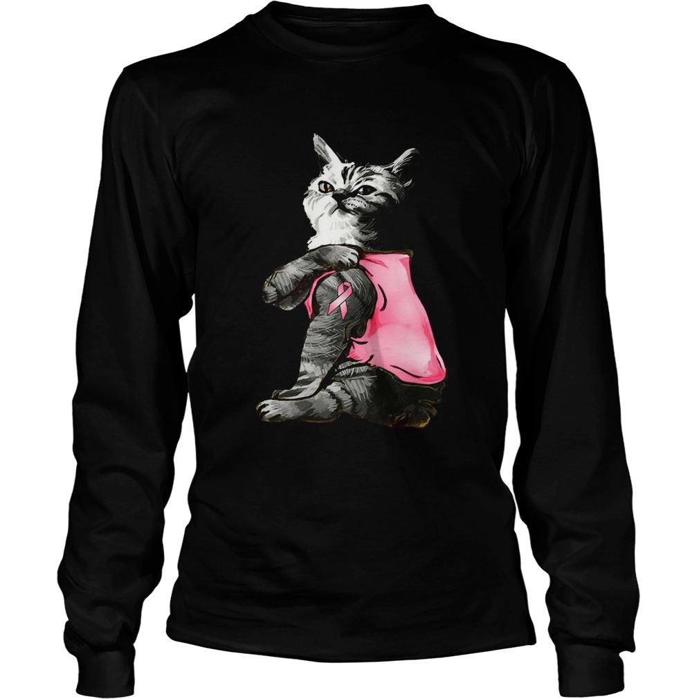 Strong Cat Paws For The Cure Breast Cancer Awareness Long Sleeve