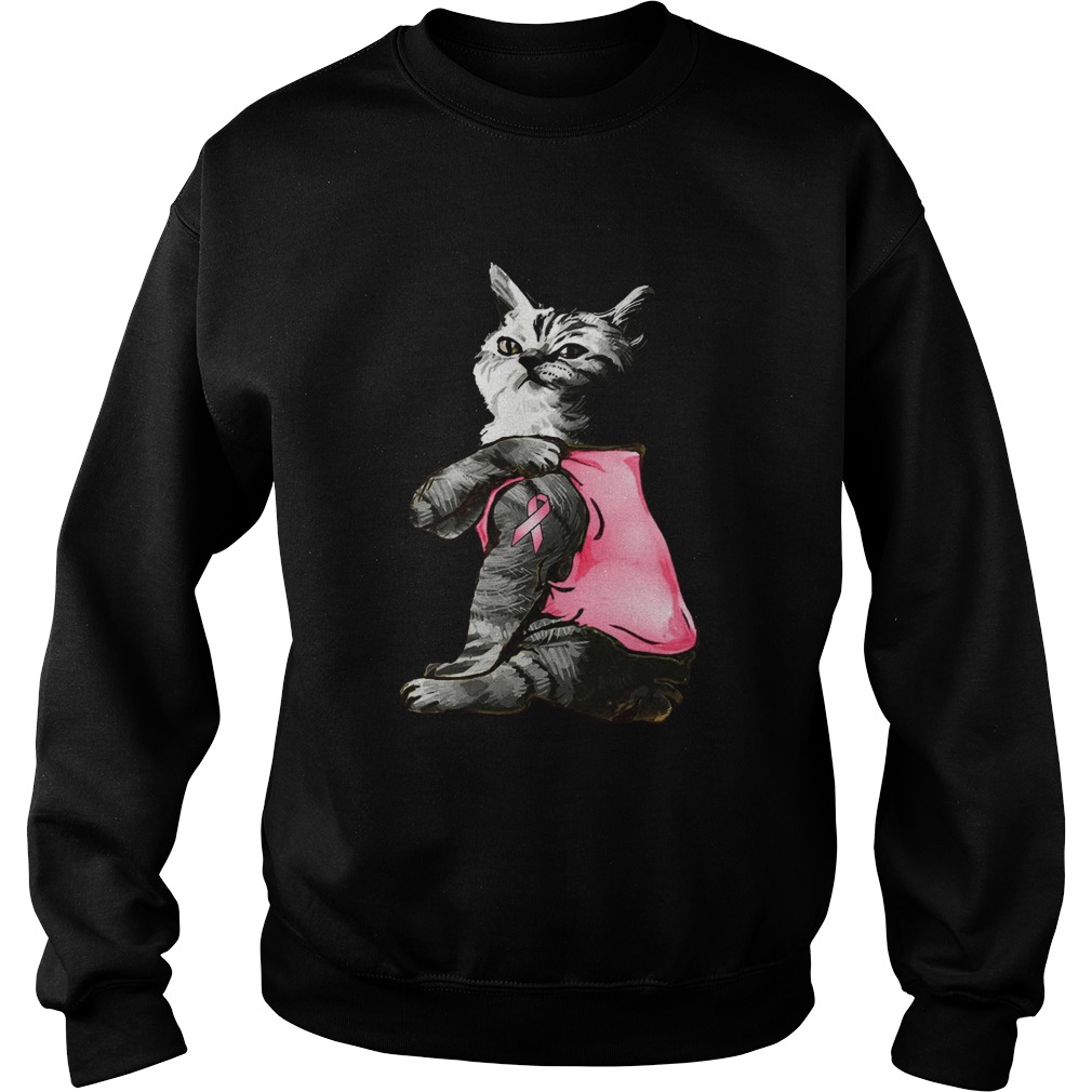 Strong Cat Paws For The Cure Breast Cancer Awareness Sweatshirt