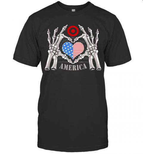 Target Logo America USA Forever Skeleton Skull Bones Hand T-Shirt