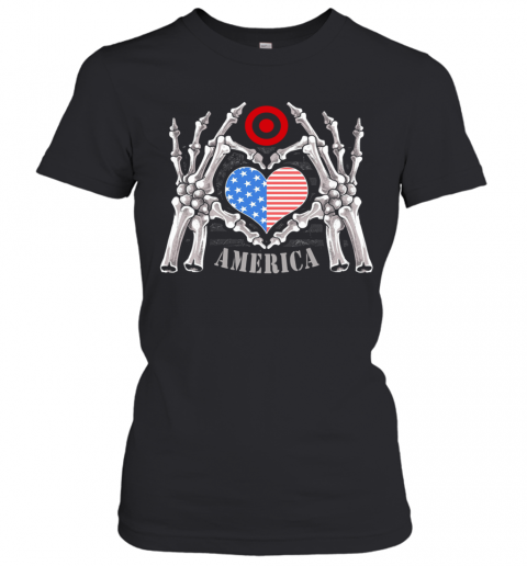 Target Logo America USA Forever Skeleton Skull Bones Hand T-Shirt Classic Women's T-shirt
