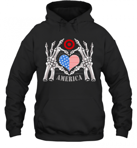 Target Logo America USA Forever Skeleton Skull Bones Hand T-Shirt Unisex Hoodie