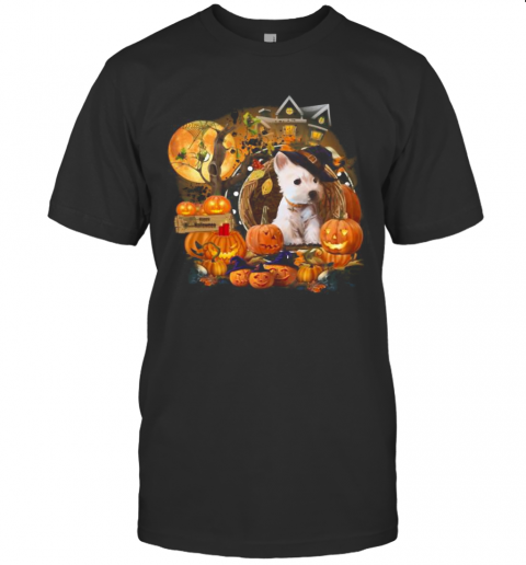 Terrier Puppy Witch Pumpkin Witch Halloween T-Shirt