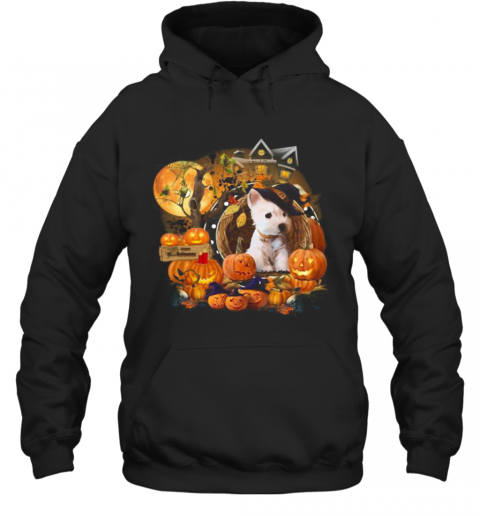 Terrier Puppy Witch Pumpkin Witch Halloween T-Shirt Unisex Hoodie