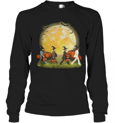 The Beatles Abbey Road Moon Pumpkins Halloween T-Shirt Long Sleeved T-shirt 