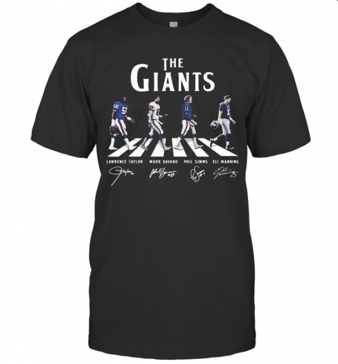 The New York Giants Football Team Crossing The Line Players Signatures T-Shirt