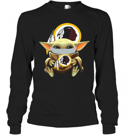 Top Star Wars Baby Yoda Face Mask Washington Redskins T-Shirt Long Sleeved T-shirt 