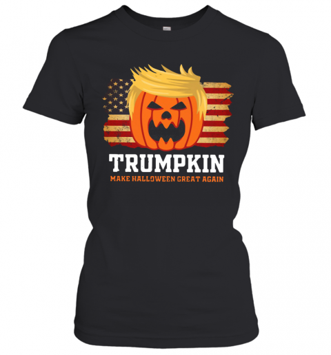 Trumpkin Make Halloween Great Again American Flag T-Shirt Classic Women's T-shirt