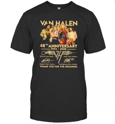 Van Halen 48Th Anniversary 1972 2020 Thank You For The Memories Signatures T-Shirt