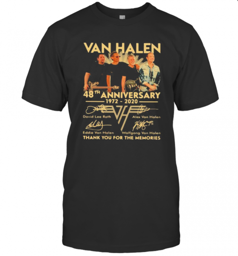 Van Halen Band 48Th Anniversary 1972 2020 Thank You For The Memories Signatures T-Shirt