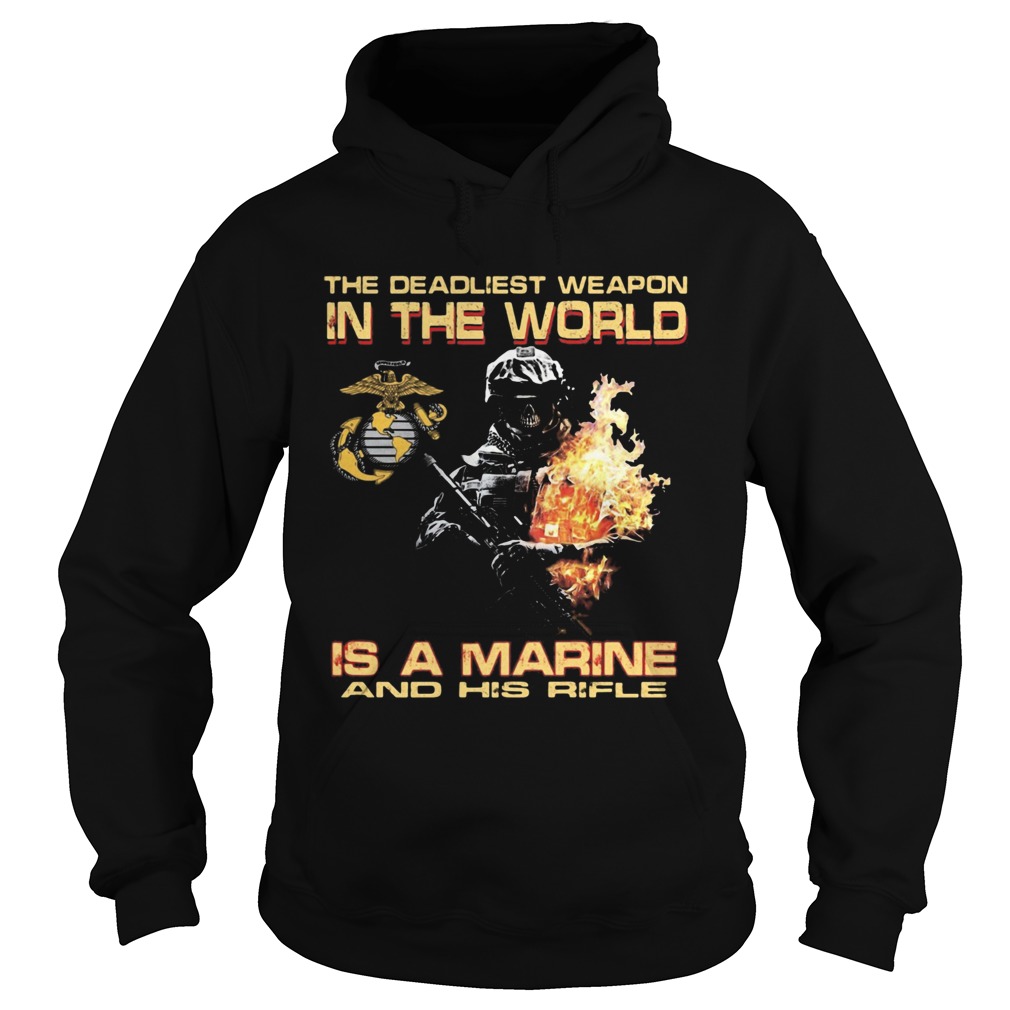 Veteran the deadliest weapon in the world is a marine and his rifle Hoodie