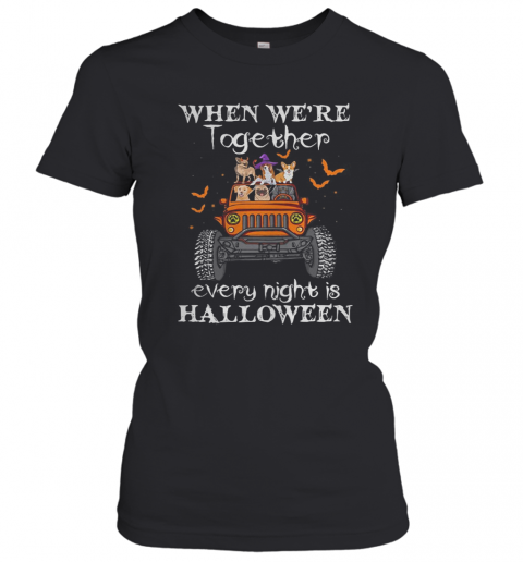 When We'Re Together Every Night Is Halloween Dogs And Elephant On Jeep T-Shirt Classic Women's T-shirt