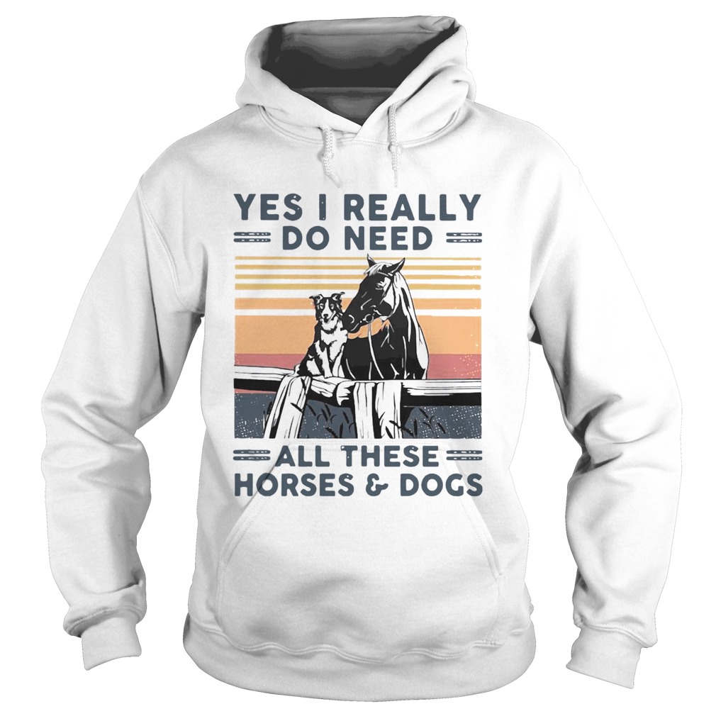 Yes I Really Do Need All These Horses And Dogs Vintage Retro Hoodie