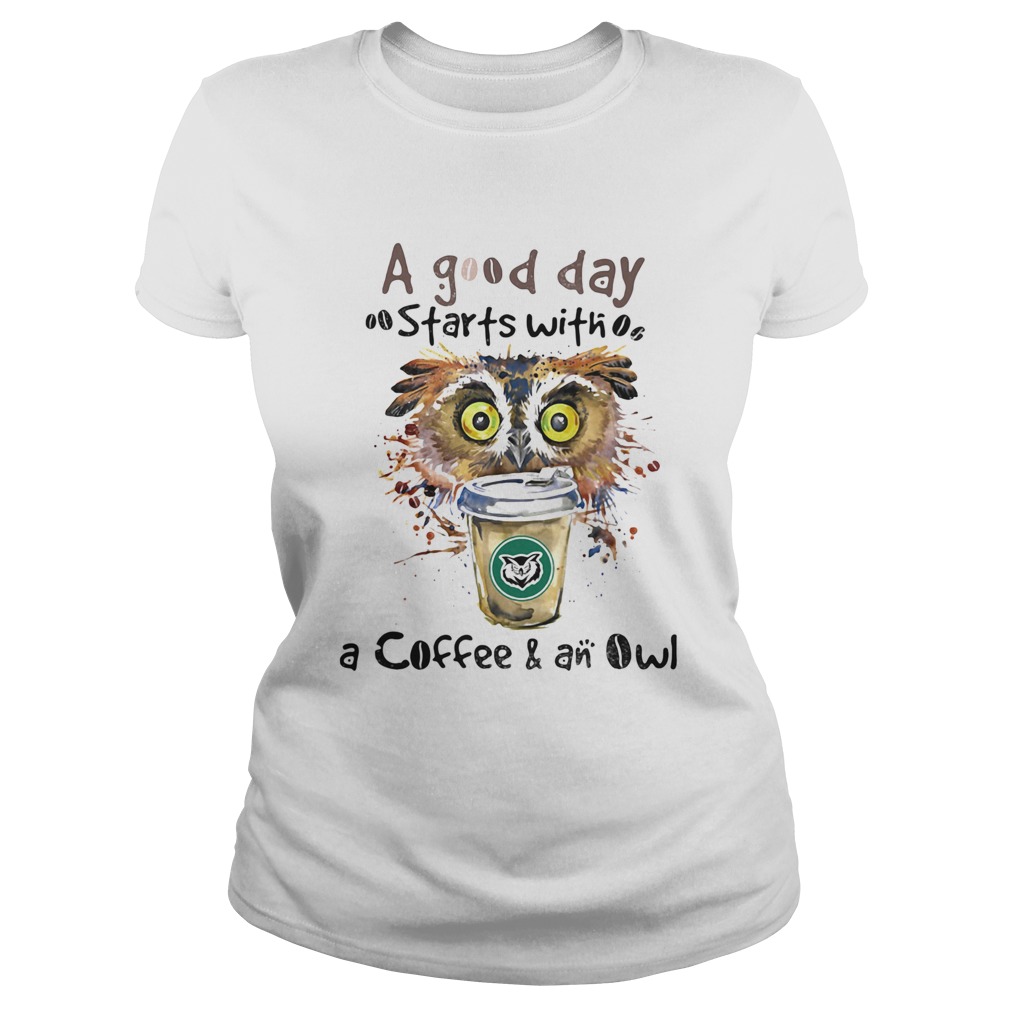 a good starts with a coffee and an owl Classic Ladies