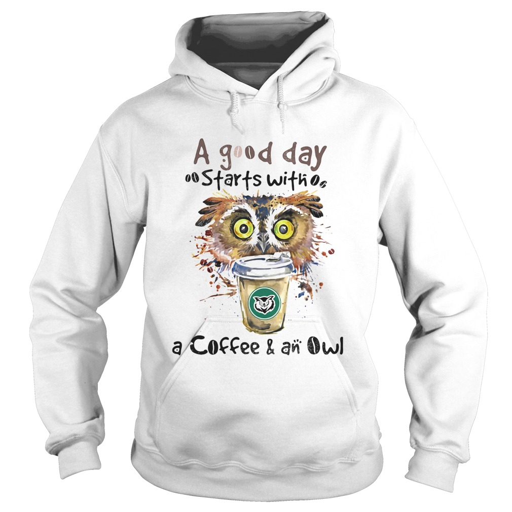 a good starts with a coffee and an owl Hoodie