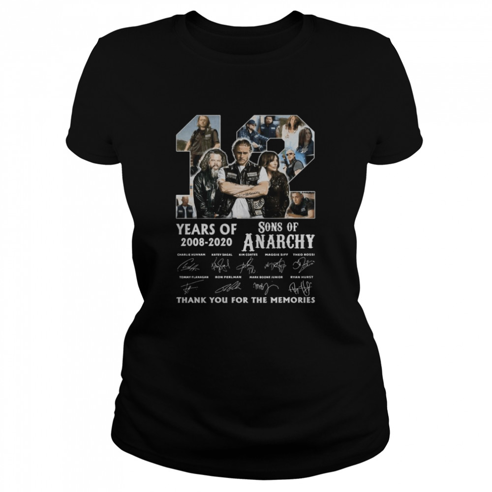 12 Years Of 2008 2020 Sons Of Anarchy Thank You For The Memories Signature Classic Women's T-shirt