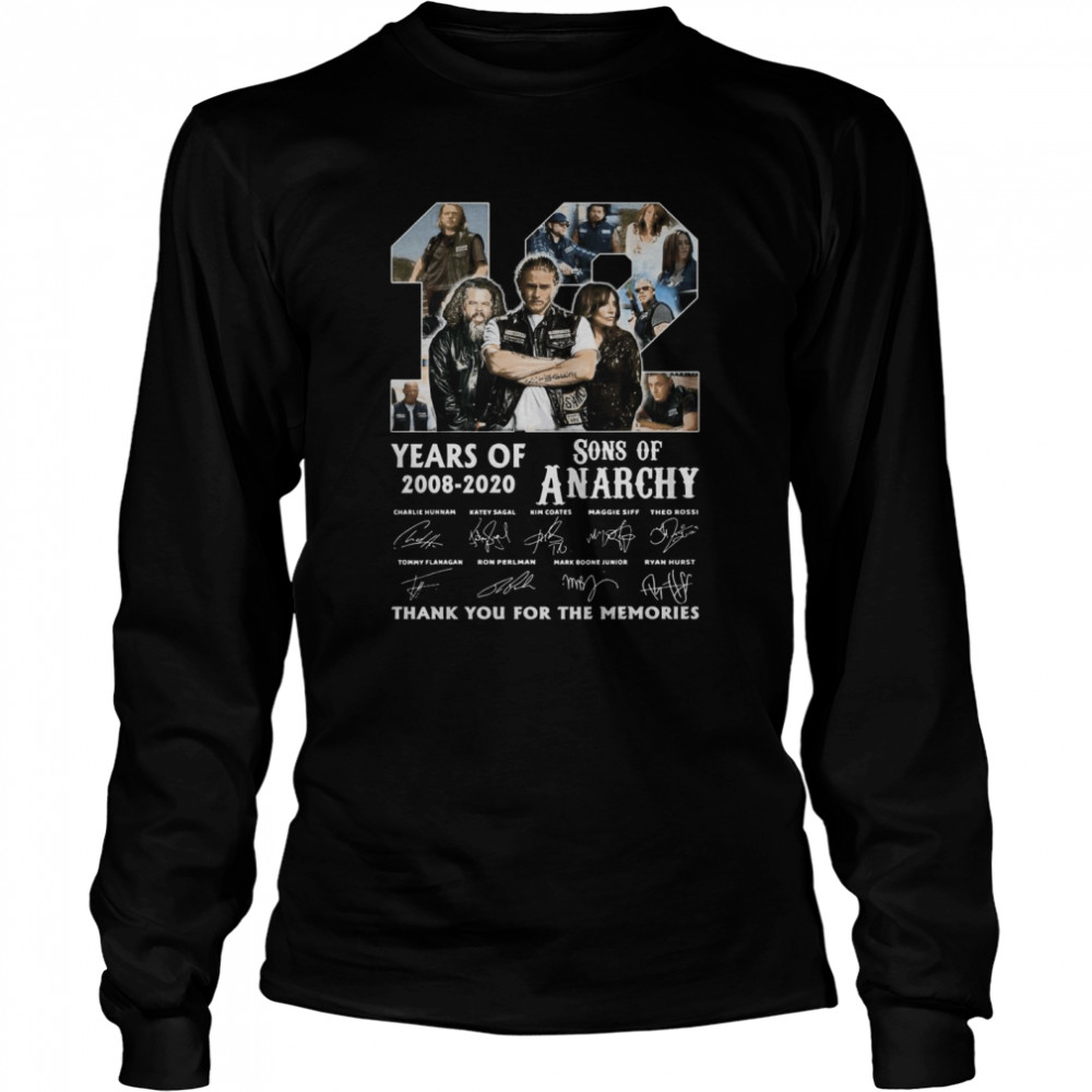 12 Years Of 2008 2020 Sons Of Anarchy Thank You For The Memories Signature Long Sleeved T-shirt