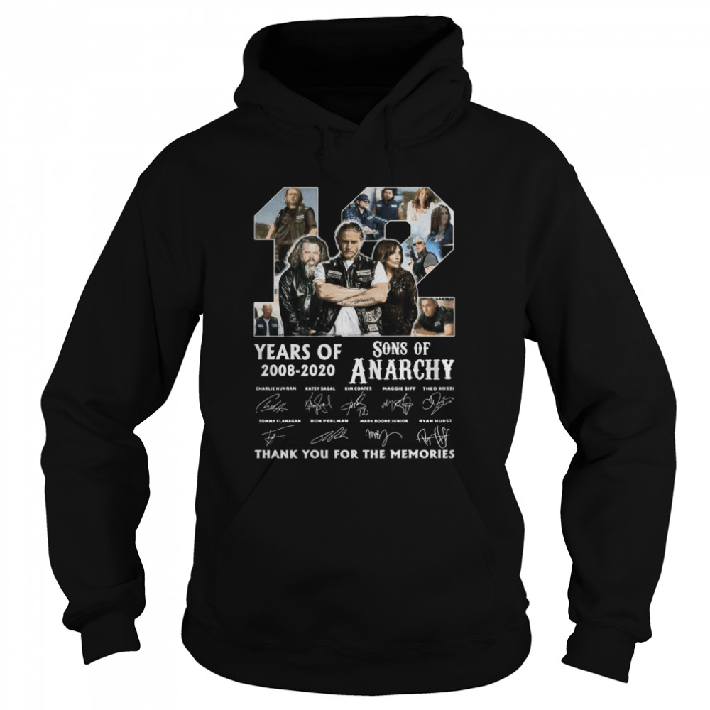 12 Years Of 2008 2020 Sons Of Anarchy Thank You For The Memories Signature Unisex Hoodie