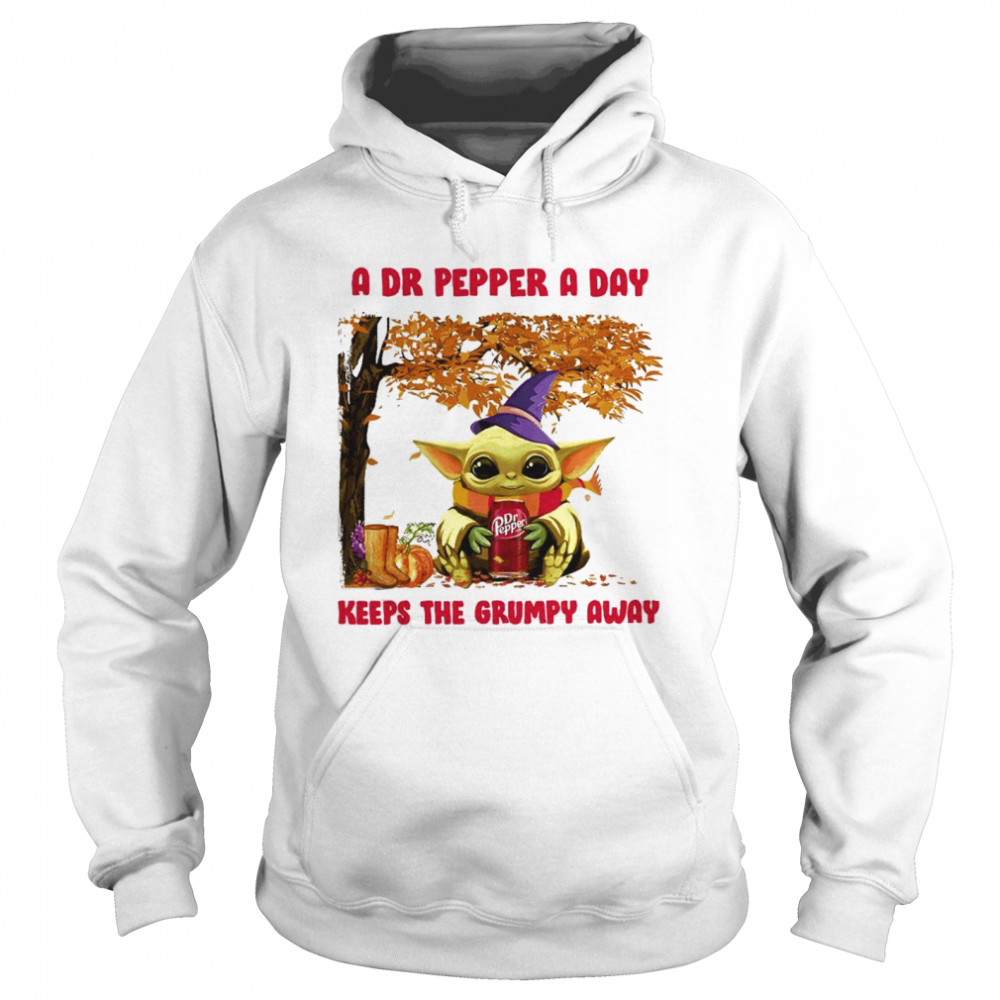 Baby Yoda A Dr Pepper A Day Keeps The Grumpy Away Unisex Hoodie
