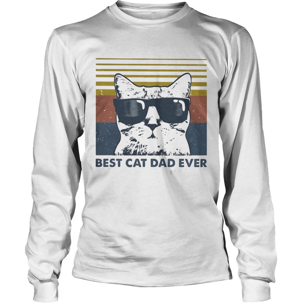 Best Cat Dad Ever with Sunglasses vintage retro Long Sleeve