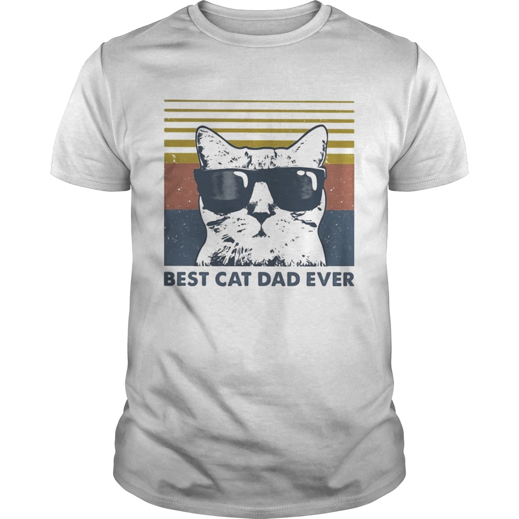 Best Cat Dad Ever with Sunglasses vintage retro shirt