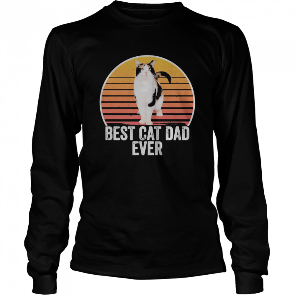 Best cat dad ever line vintage retro Long Sleeved T-shirt
