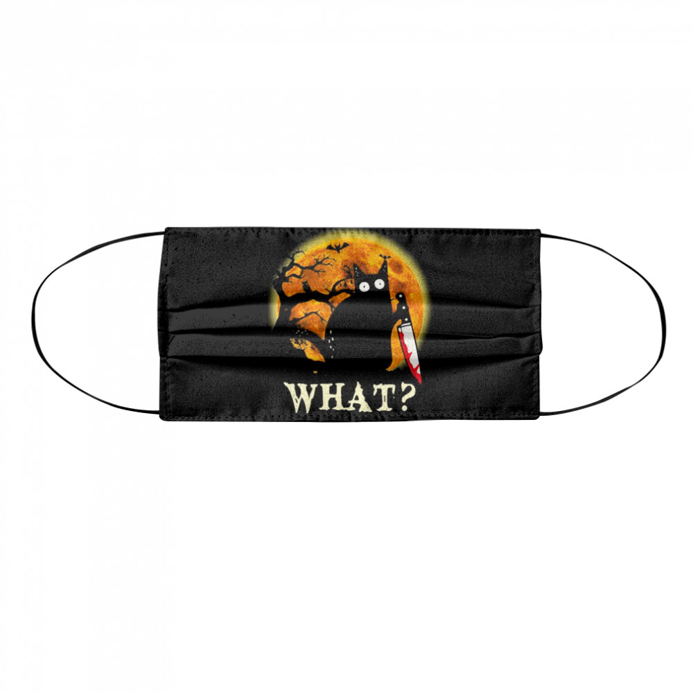 Black Cat What Murderous With Knife Halloween Cloth Face Mask