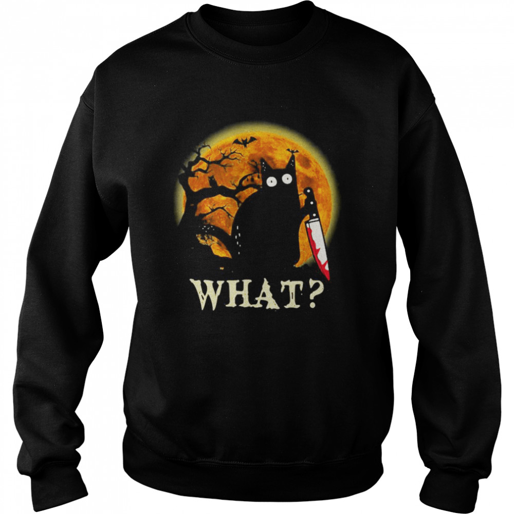 Black Cat What Murderous With Knife Halloween Unisex Sweatshirt