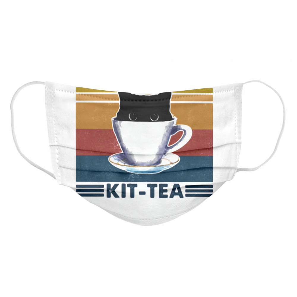 Black cat kit tea vintage retro Cloth Face Mask