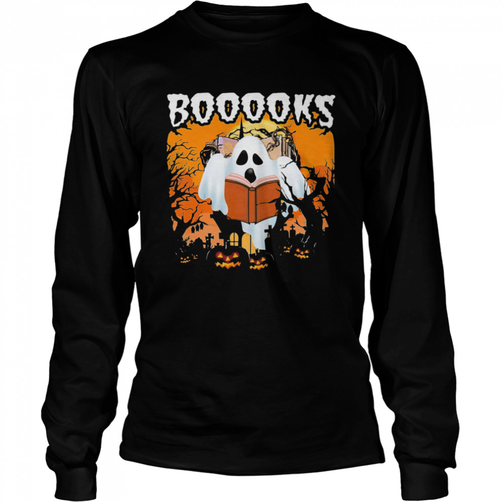 Booooks Ghost Halloween Long Sleeved T-shirt