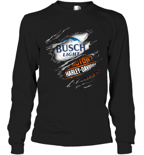 Busch Light Motor Harley Davidson Inside Me T-Shirt Long Sleeved T-shirt 