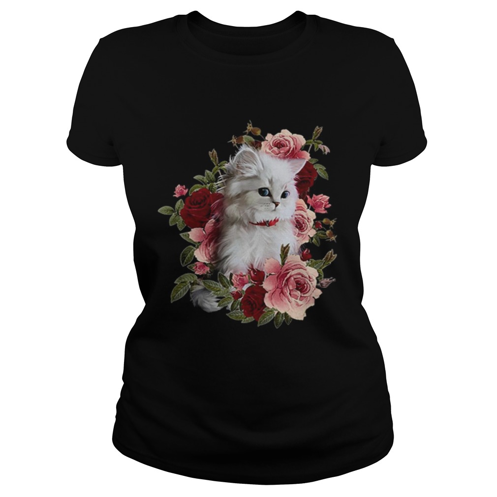 Cat White With Flower Classic Ladies