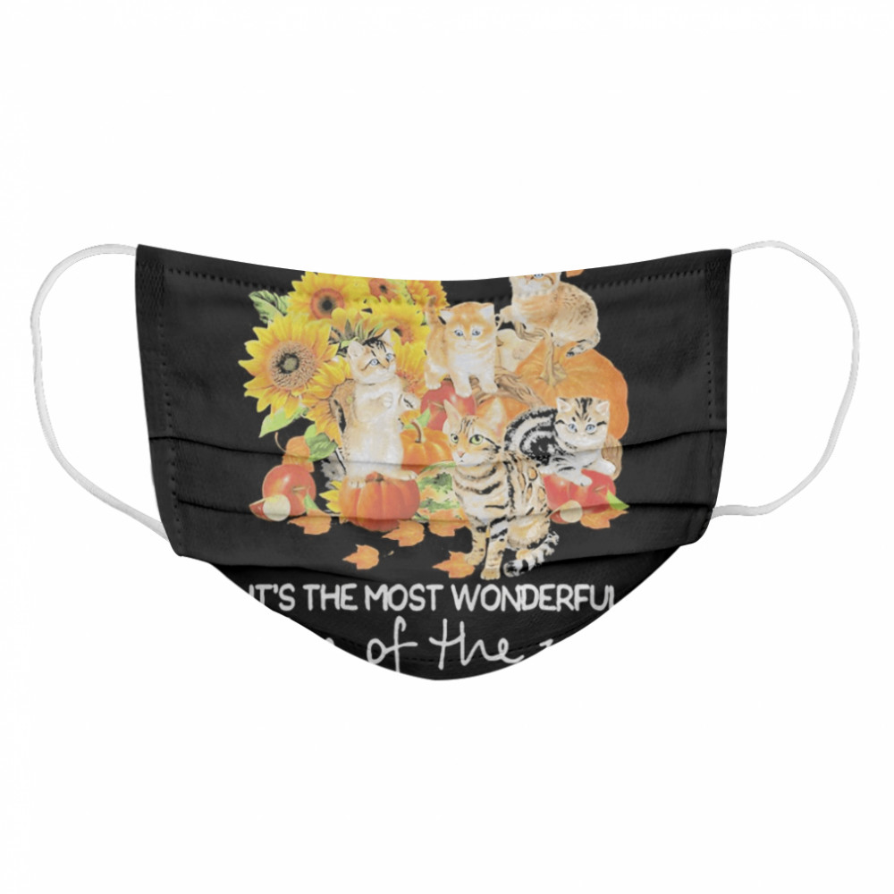 Cats it’s the most wonderful time of the year sunflowers leaves tree Cloth Face Mask